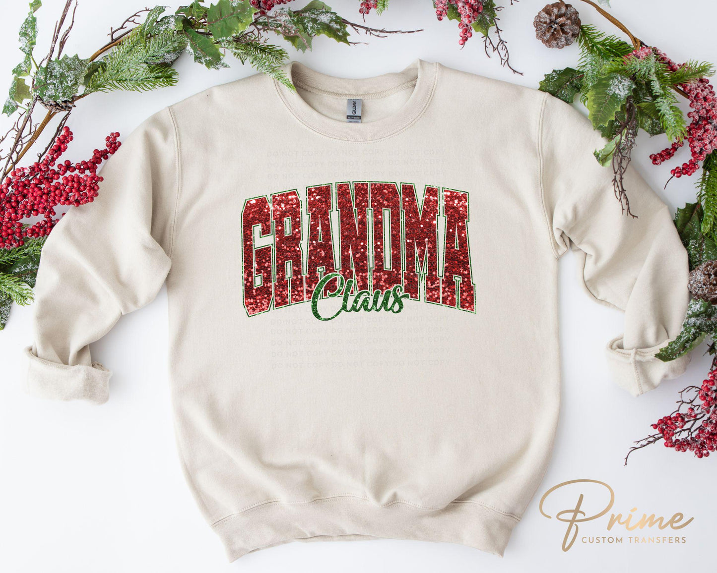 Christmas DTF Transfer, Ready to Press, T-shirt Transfers, Heat Transfer, Direct to Film, Matching Family, Faux Glitter, Grandma Claus