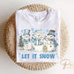 Winter DTF Transfers, Ready to Press, T-shirt Transfers, Heat Transfer, Direct to Film, Holiday, Light Blue, Cute, Let it Snow, Snowmen