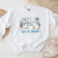 Winter DTF Transfers, Ready to Press, T-shirt Transfers, Heat Transfer, Direct to Film, Holiday, Light Blue, Cute, Let it Snow, Snowmen