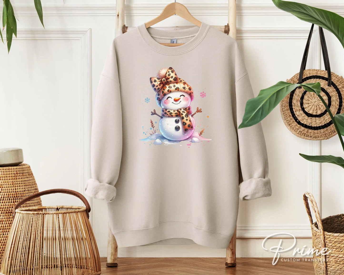 Winter DTF Transfers, Ready to Press, T-shirt Transfers, Heat Transfer, Direct to Film, Let it Snow, Coquette Leopard Bow Cute Snowmen