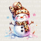 Winter DTF Transfers, Ready to Press, T-shirt Transfers, Heat Transfer, Direct to Film, Let it Snow, Coquette Leopard Bow Cute Snowmen