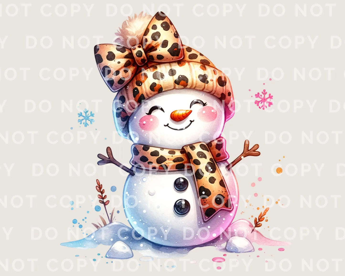 Winter DTF Transfers, Ready to Press, T-shirt Transfers, Heat Transfer, Direct to Film, Let it Snow, Coquette Leopard Bow Cute Snowmen