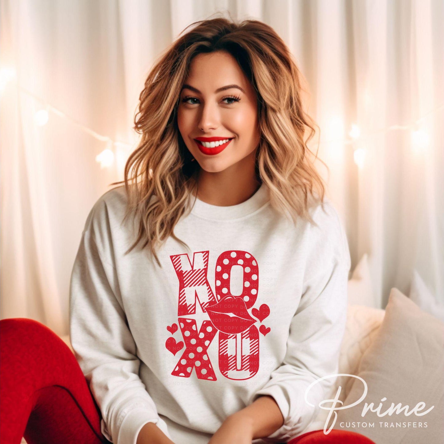 Valentine DTF Transfers, Ready to Press, T-shirt Transfers, Heat Transfer, Direct to Film, Holiday, Trendy, Hugs and Kisses, Lips, XOXO