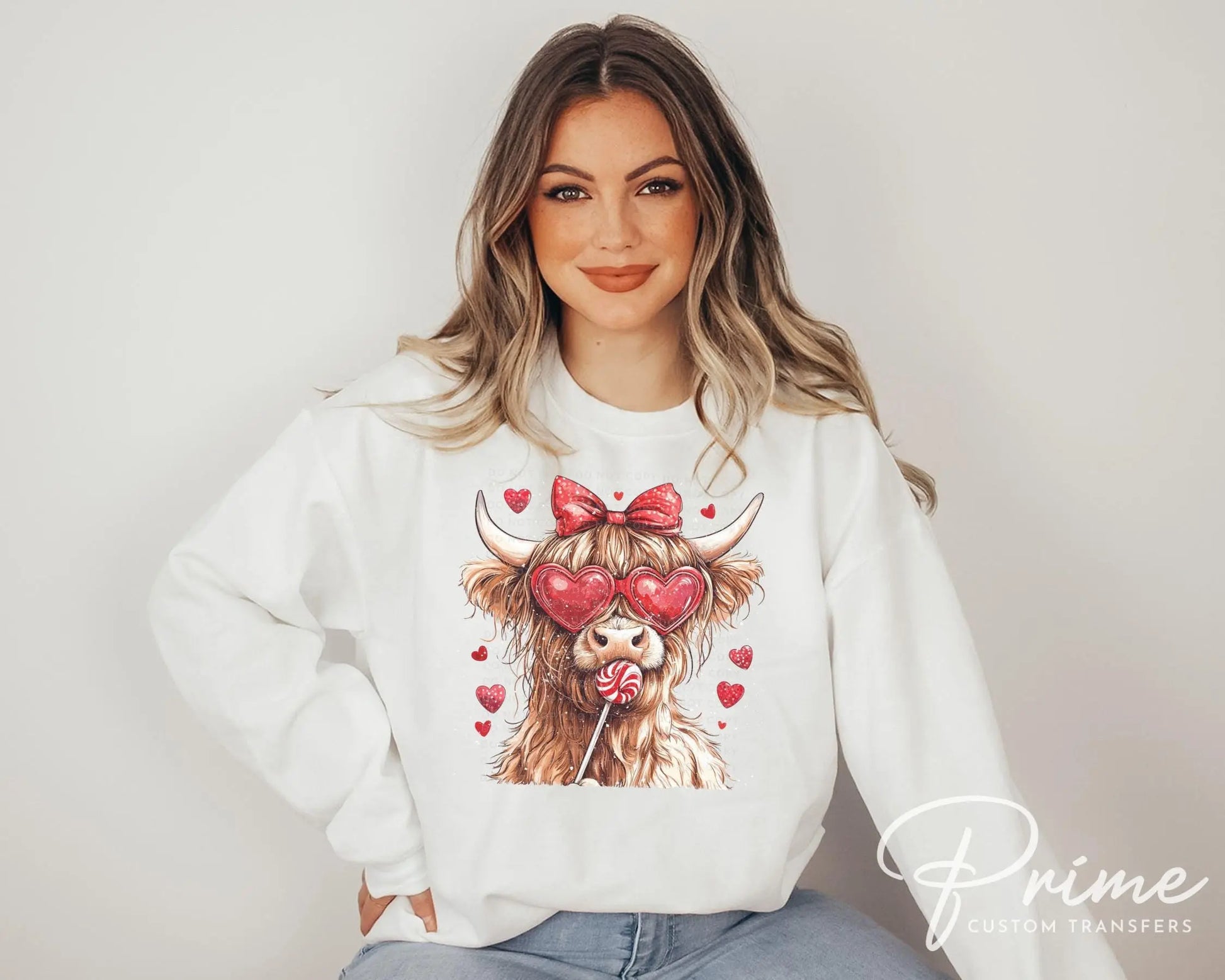 Valentine DTF Transfers, Ready to Press, T-shirt Transfers, Heat Transfer, Direct to Film, Holiday, Love, Red, Heart, Coquette Highland Cow