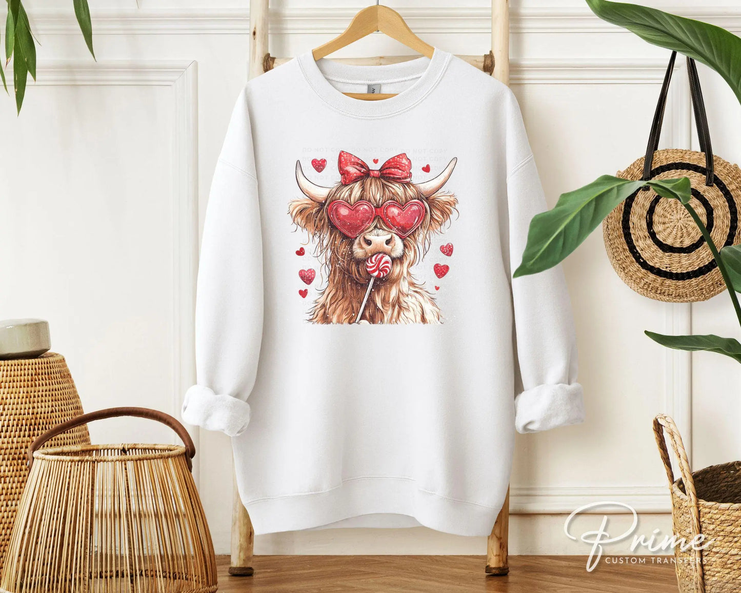 Valentine DTF Transfers, Ready to Press, T-shirt Transfers, Heat Transfer, Direct to Film, Holiday, Love, Red, Heart, Coquette Highland Cow