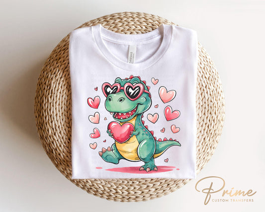 Valentine DTF Transfers, Ready to Press, T-shirt Transfers, Heat Transfer, Direct to Film, Holiday, Love, Hearts, Kid, T-Rex, Dino, Dinosaur
