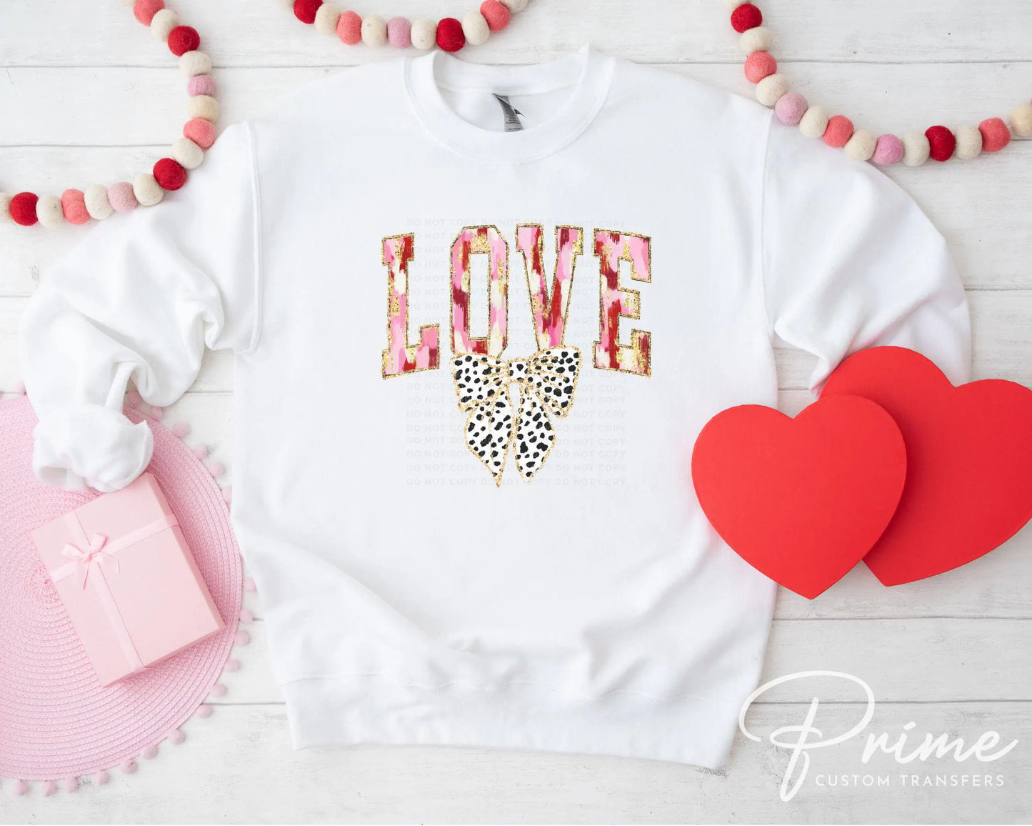 Valentine DTF Transfers, Ready to Press, T-shirt Transfers, Heat Transfer, Direct to Film, FAUX Gold Glitter, Brushstroke, Coquette LOVE