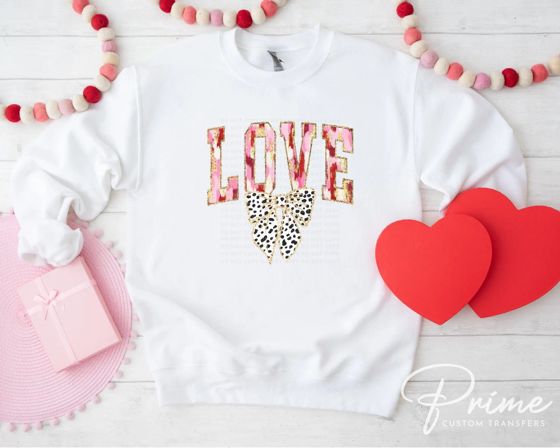 Valentine DTF Transfers, Ready to Press, T-shirt Transfers, Heat Transfer, Direct to Film, FAUX Gold Glitter, Brushstroke, Coquette LOVE