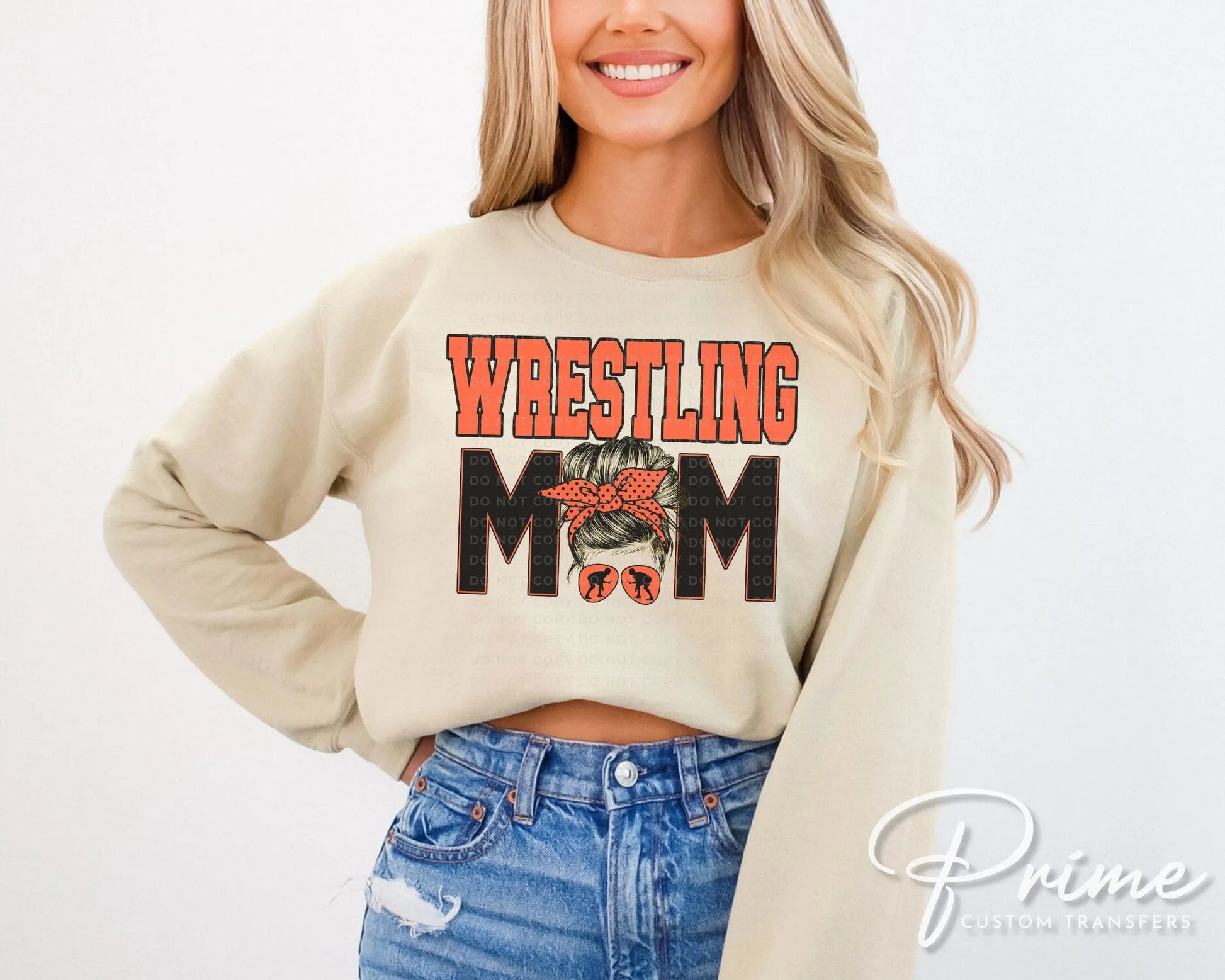 Wrestling Mom DTF Transfer, Ready to Press, T-shirt Transfer, Heat Transfer, Direct to Film, Wrestle, Mat, Pin, Sport, Bun, Orange and Black