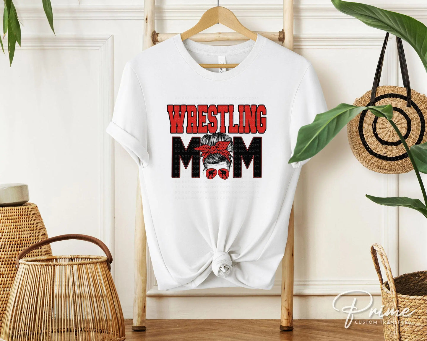 Wrestling Mom DTF Transfer, Ready to Press, T-shirt Transfer, Heat Transfer, Direct to Film, Wrestle, Mat, Pin, Sport, Bun, Red and Black
