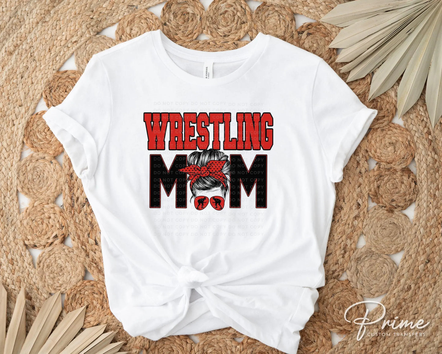 Wrestling Mom DTF Transfer, Ready to Press, T-shirt Transfer, Heat Transfer, Direct to Film, Wrestle, Mat, Pin, Sport, Bun, Red and Black