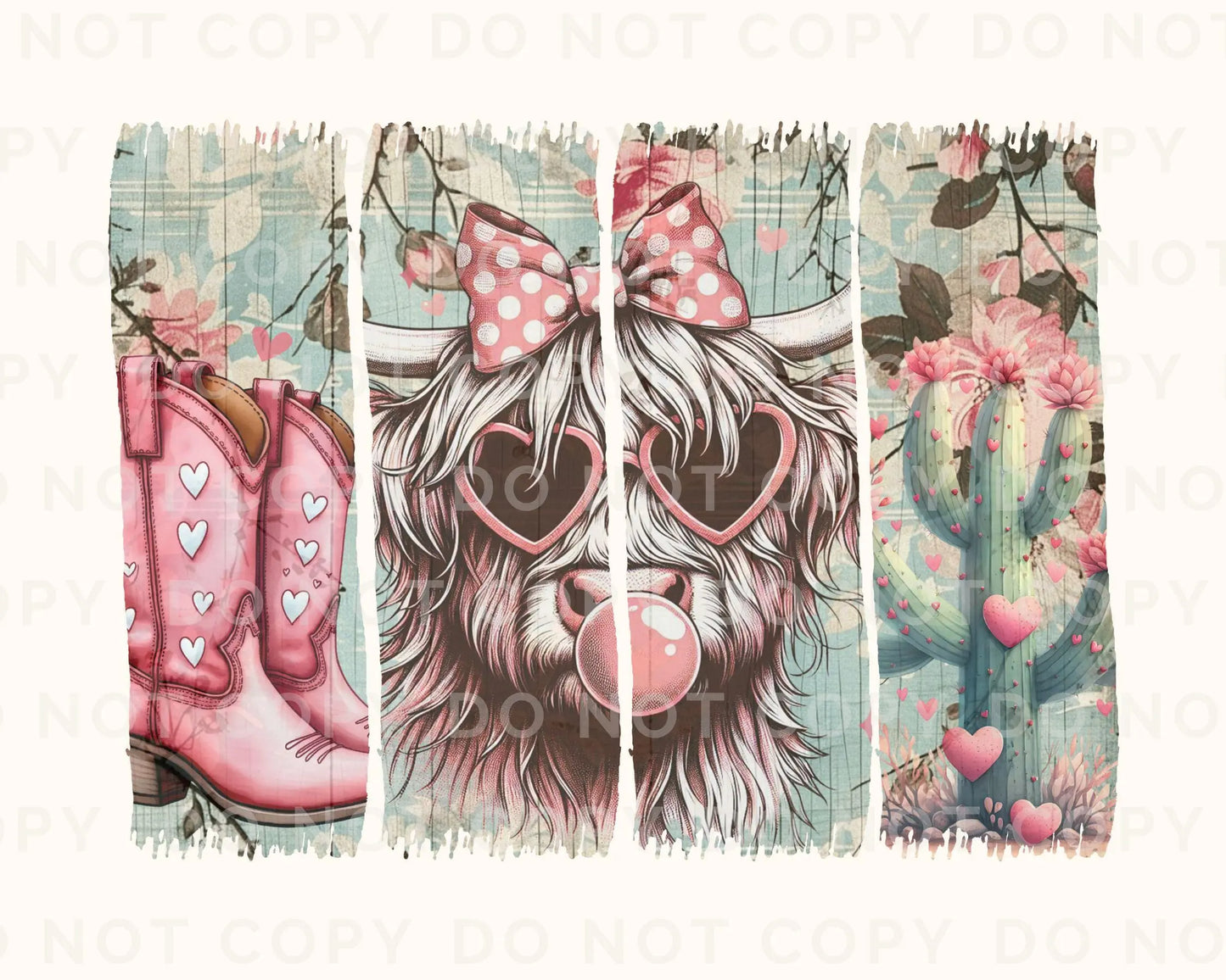 Valentine's Day DTF Transfers, Ready to Press, T-shirt Transfer, Heat Transfer, Direct to Film, Trendy, Girly, Cowgirl, Western Highland Cow
