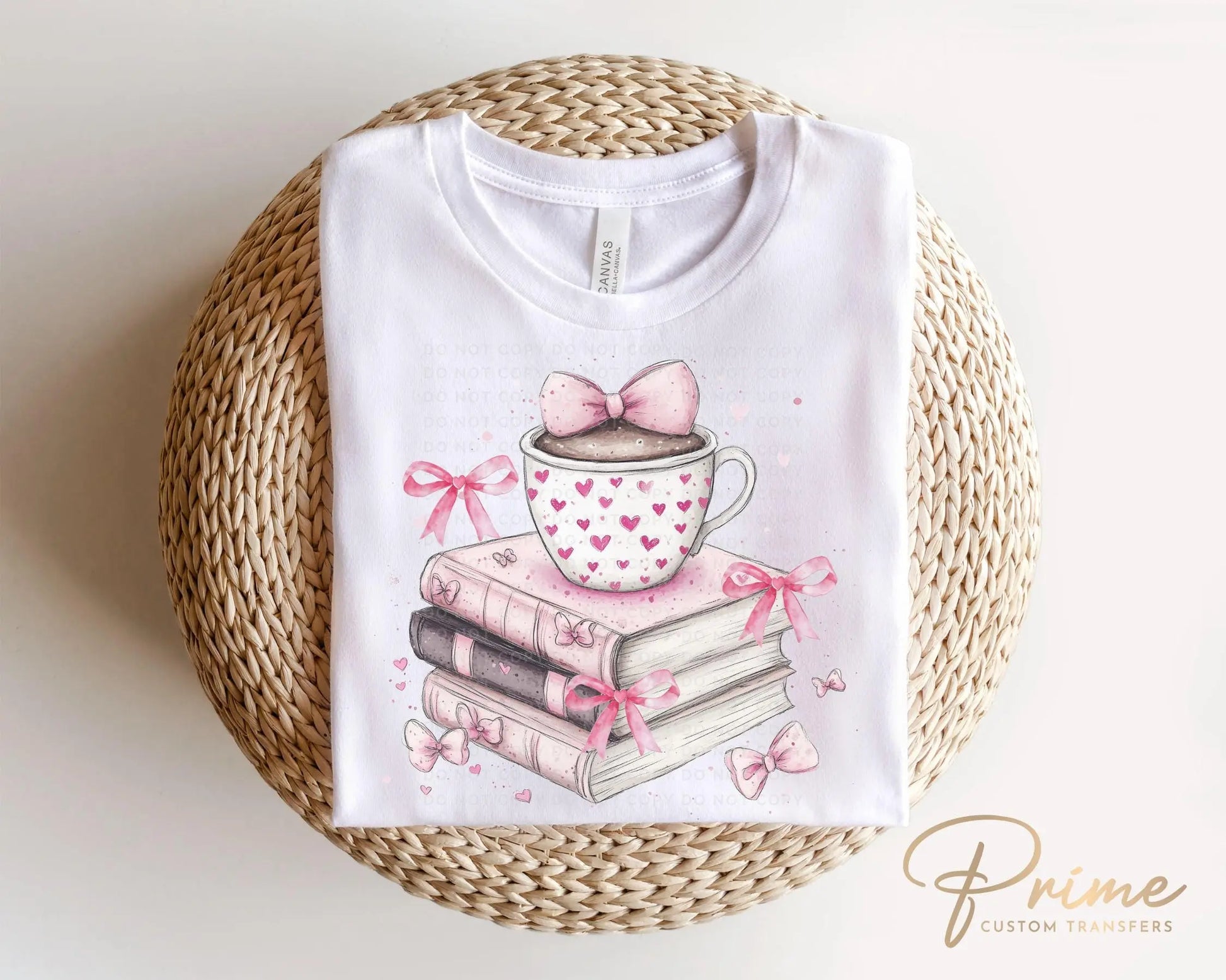 Valentine's Day DTF Transfer, Ready to Press, T-shirt Transfer, Heat Transfer, Direct to Film, Girly, Tea, Coffee, Bows, Coquette Book Lover