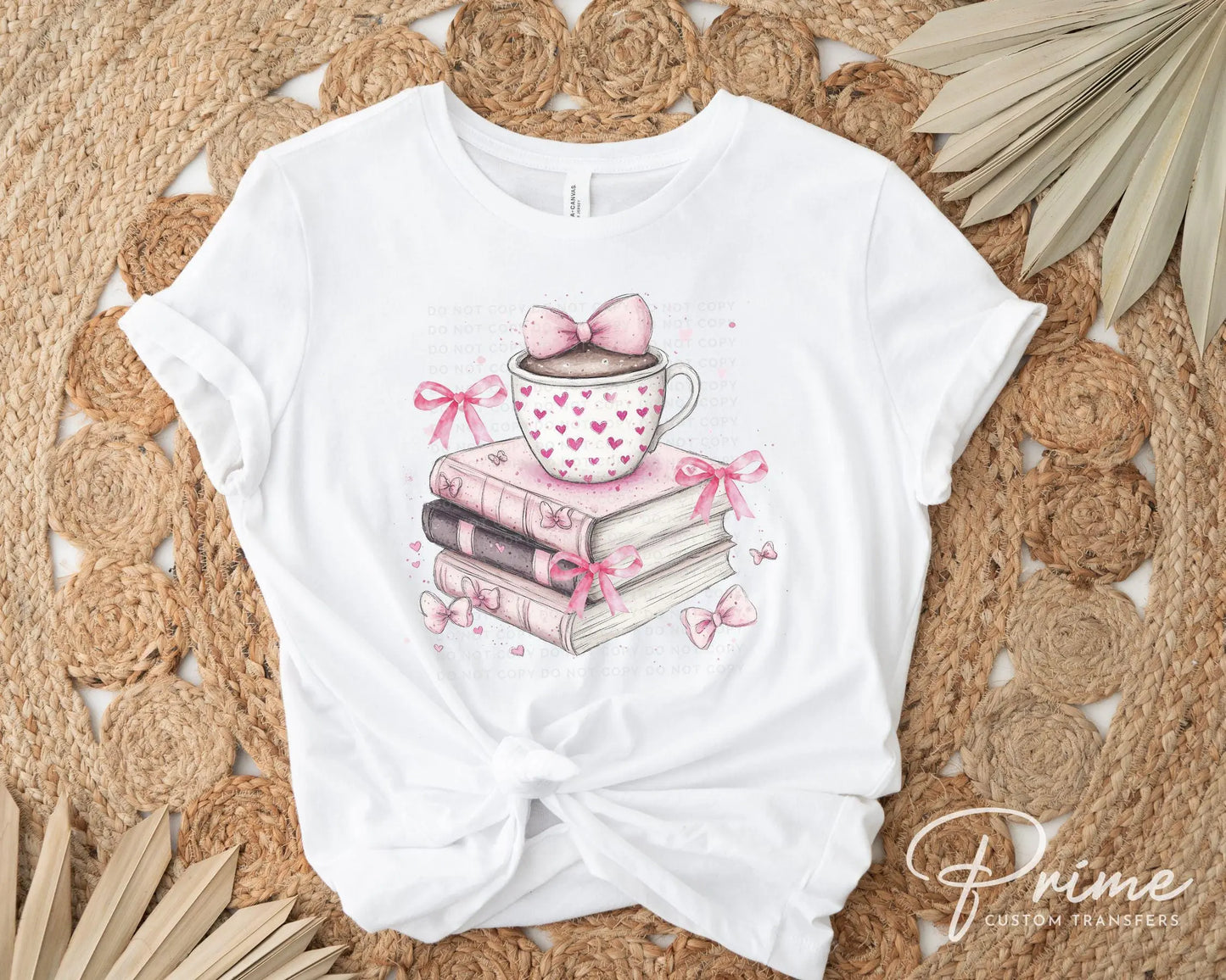 Valentine's Day DTF Transfer, Ready to Press, T-shirt Transfer, Heat Transfer, Direct to Film, Girly, Tea, Coffee, Bows, Coquette Book Lover