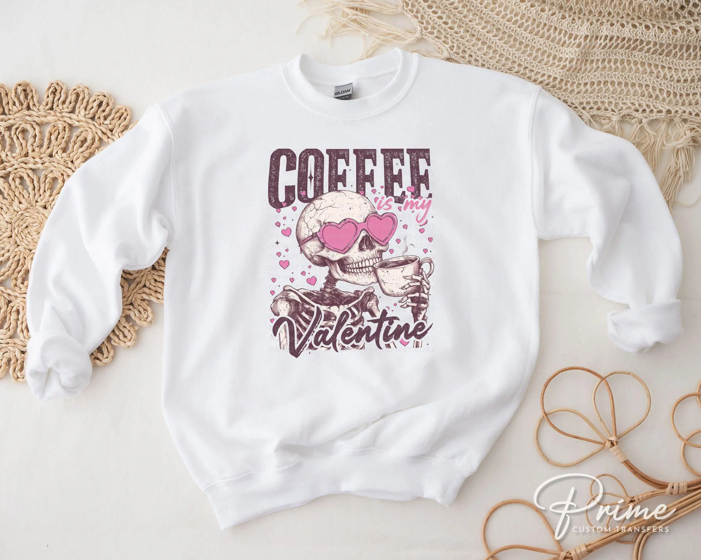 Valentine's Day DTF Transfer, Ready to Press, T-shirt Transfer, Heat Transfer, Direct to Film, Single Girl, Funny, Coffee, Skull, Skeleton