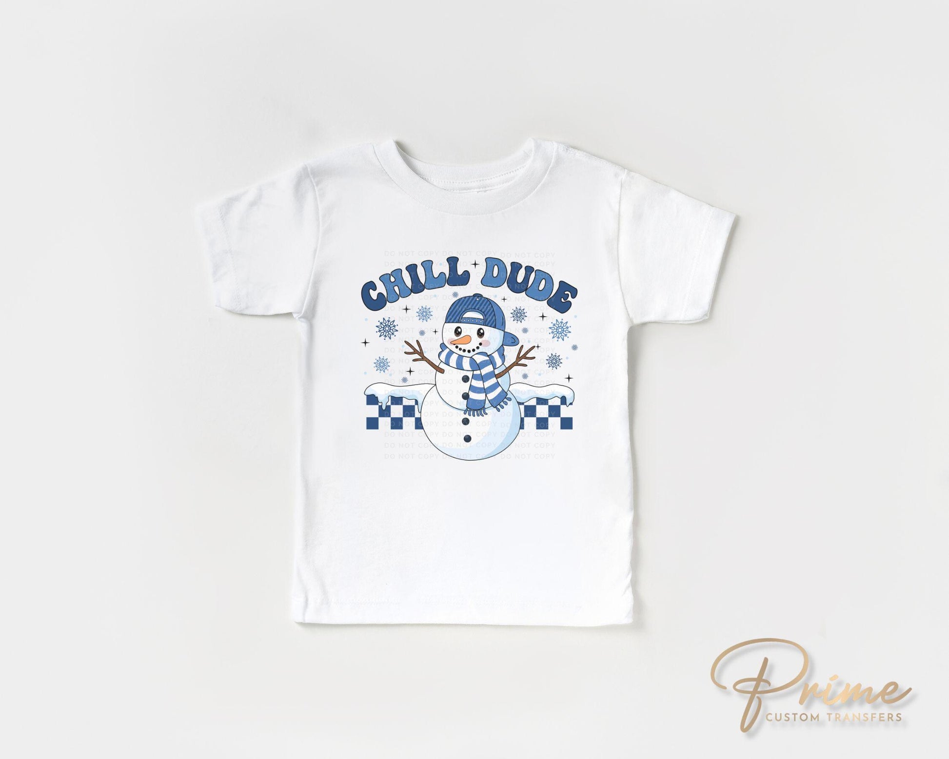 Winter DTF Transfers, Ready to Press, T-shirt Transfers, Heat Transfer, Direct to Film, Checkered, Snowman, Kid Boy Girl, Funny, Chill Dude