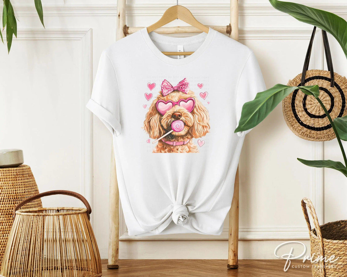Valentine's Day DTF Transfers, Ready to Press, T-shirt, Custom, Heat Transfer, Direct to Film, Pet Lover, Bow, Paws, Goldendoodle Coquette