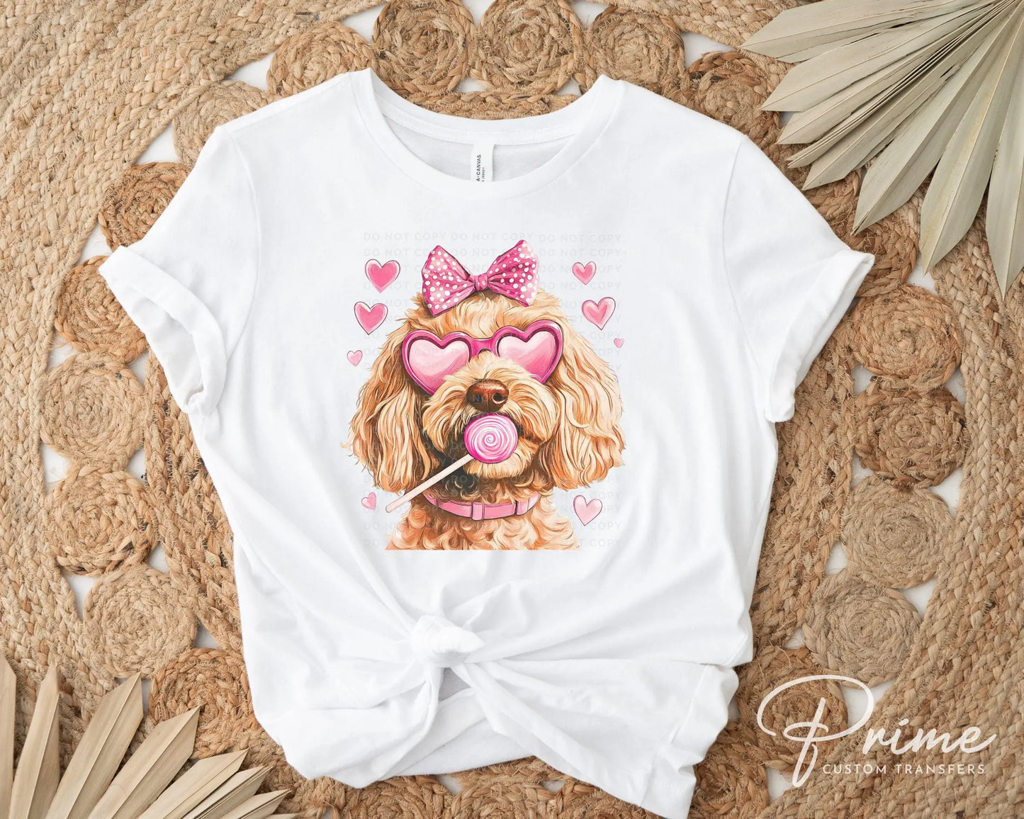Valentine's Day DTF Transfers, Ready to Press, T-shirt, Custom, Heat Transfer, Direct to Film, Pet Lover, Bow, Paws, Goldendoodle Coquette