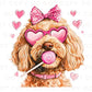 Valentine's Day DTF Transfers, Ready to Press, T-shirt, Custom, Heat Transfer, Direct to Film, Pet Lover, Bow, Paws, Goldendoodle Coquette