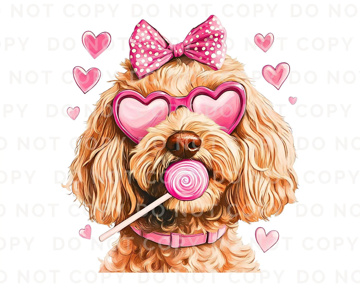 Valentine's Day DTF Transfers, Ready to Press, T-shirt, Custom, Heat Transfer, Direct to Film, Pet Lover, Bow, Paws, Goldendoodle Coquette