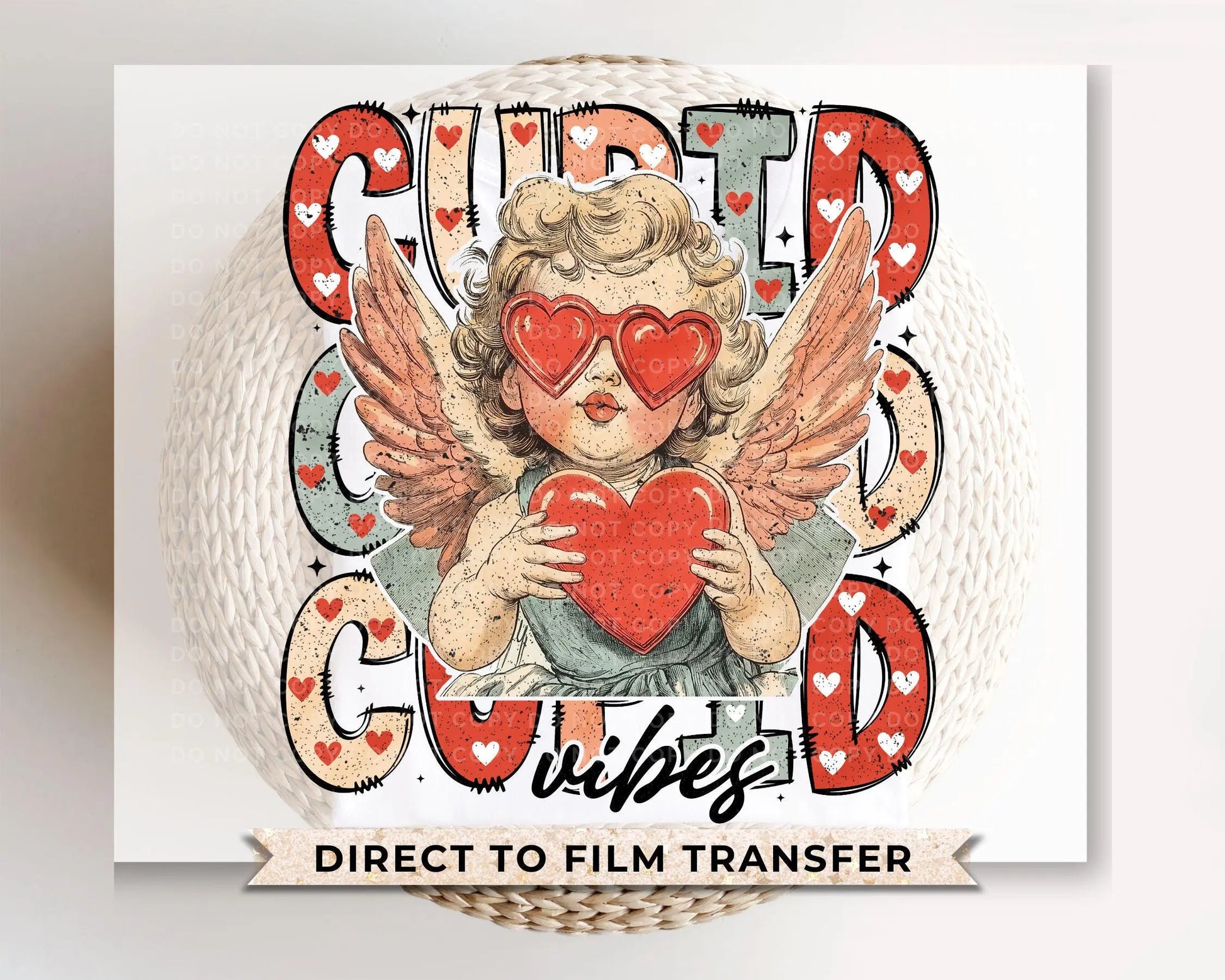 Valentine's Day DTF Transfer, Ready to Press, T-shirt Transfer, Heat Transfer, Direct to Film, Heart Sunglasses, Trendy, Cute Cupid