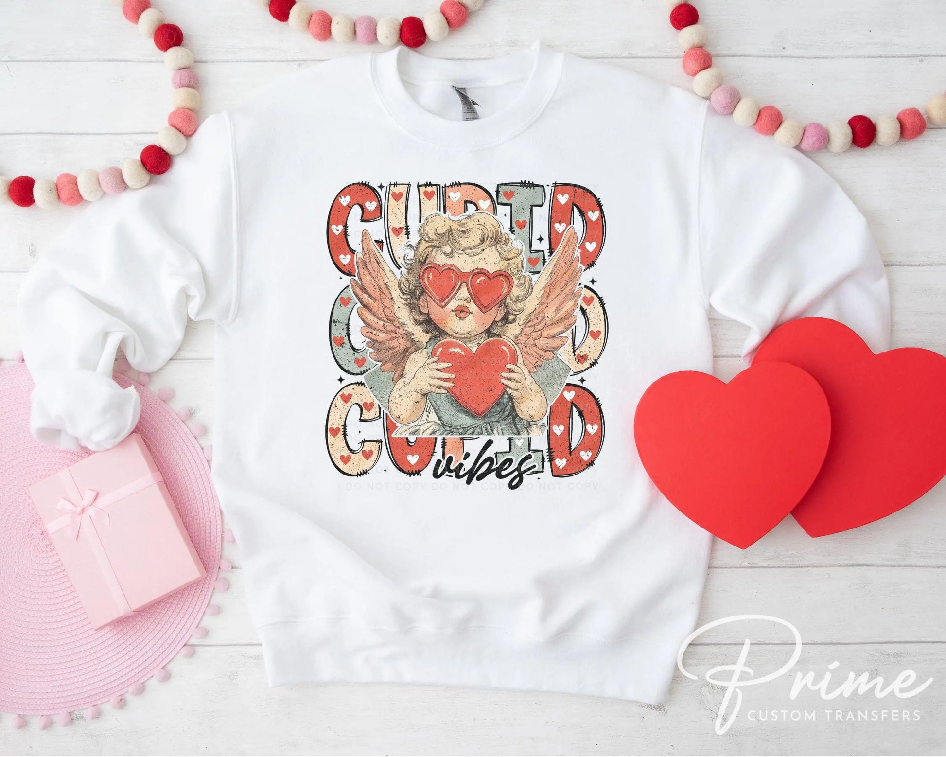 Valentine's Day DTF Transfer, Ready to Press, T-shirt Transfer, Heat Transfer, Direct to Film, Heart Sunglasses, Trendy, Cute Cupid