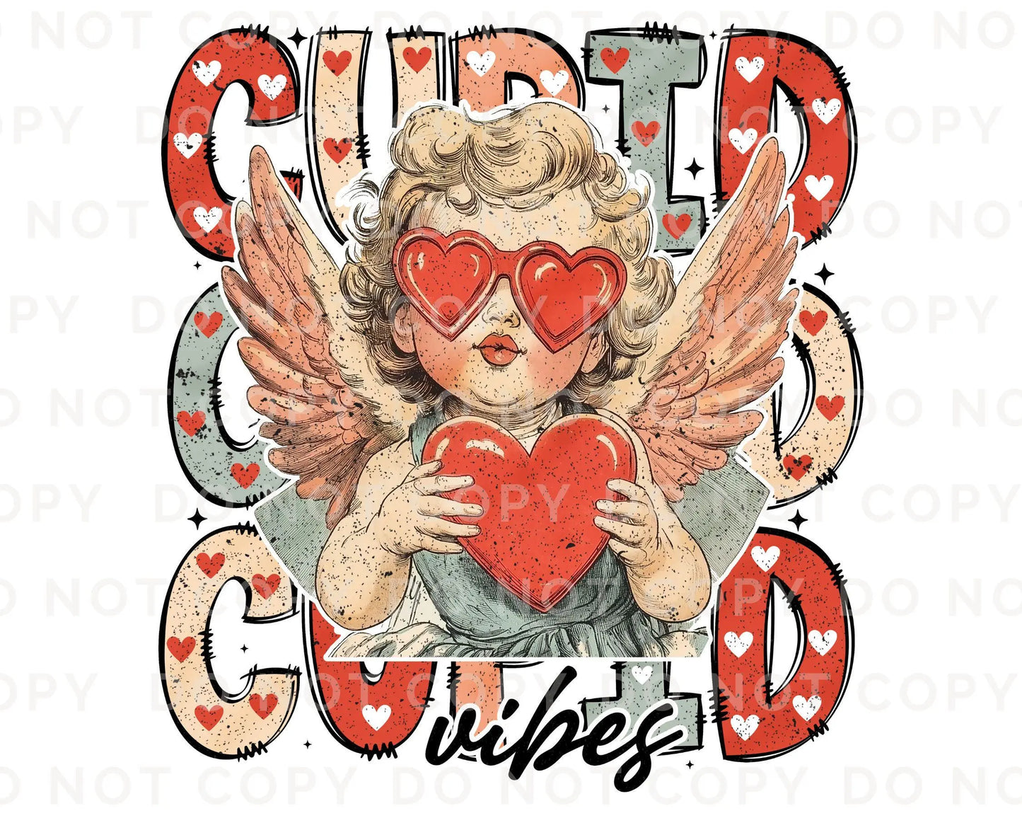 Valentine's Day DTF Transfer, Ready to Press, T-shirt Transfer, Heat Transfer, Direct to Film, Heart Sunglasses, Trendy, Cute Cupid