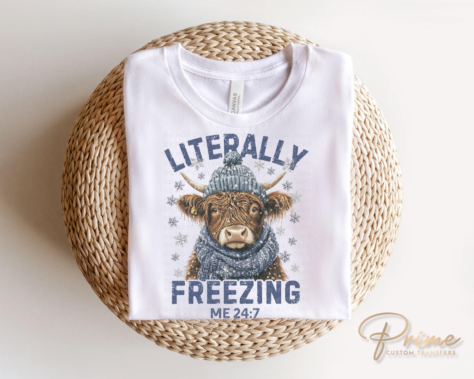 Winter DTF Transfer, Ready to Press, T-shirt Transfer, Heat Transfer, Direct to Film, It’s cold outside, Highland Cow, Literally Freezing