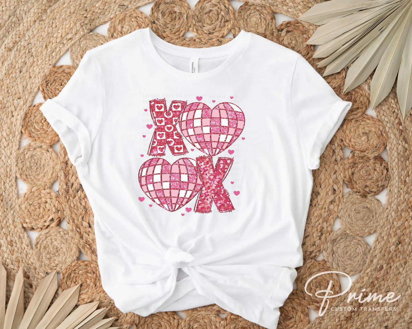 Valentine's Day DTF Transfer, Ready to Press, T-shirt Transfer, Heat Transfer, Direct to Film, Holiday, FAUX Glitter, Disco Ball Hearts XOXO