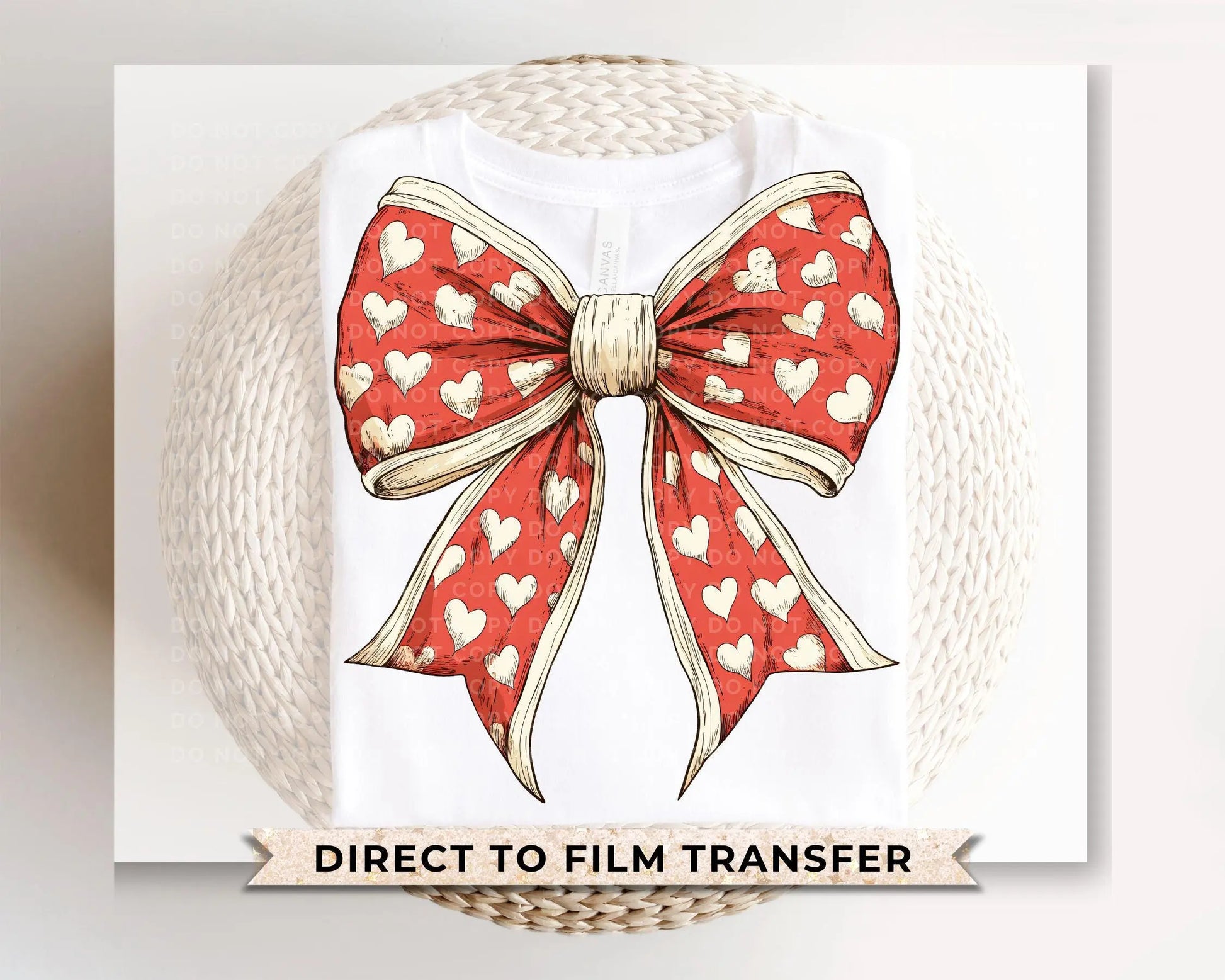 Valentine DTF Transfers, Ready to Press, T-shirt Transfers, Heat Transfer, Direct to Film, Holiday, Love, Cute, Pink, Red Coquette Heart Bow