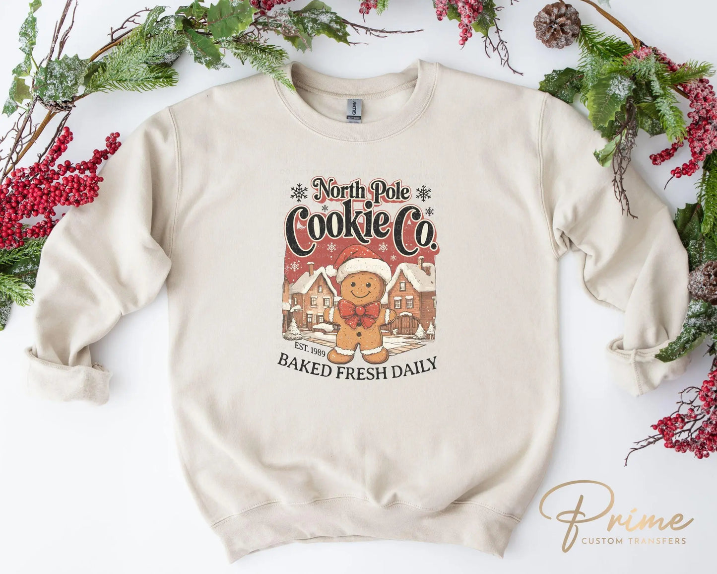 Christmas DTF Transfers, Ready to Press, T-shirt Transfers, Heat Transfer, Direct to Film, Holiday, North Pole, Gingerbread Man Cookie Co