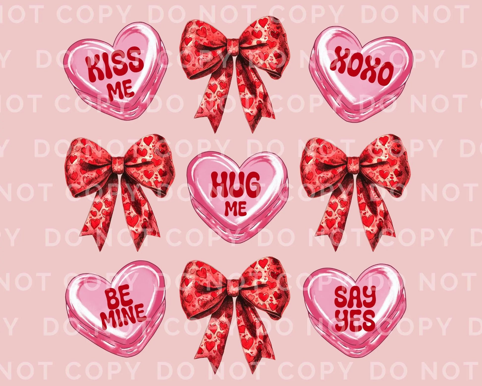 Valentine DTF Transfers, Ready to Press, T-shirt Transfers, Heat Transfer, Direct to Film, Holiday, Coquette Bows and Conversation Hearts