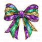 Mardi Gras DTF Transfer, Ready to Press, T-shirt Transfer, Heat Transfer, Direct to Film, Louisiana New Orleans, Coquette Bow FAUX Glitter