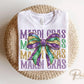 Mardi Gras DTF Transfer, Ready to Press, T-shirt Transfer, Heat Transfer, Direct to Film, Louisiana New Orleans, Coquette Bow FAUX Glitter