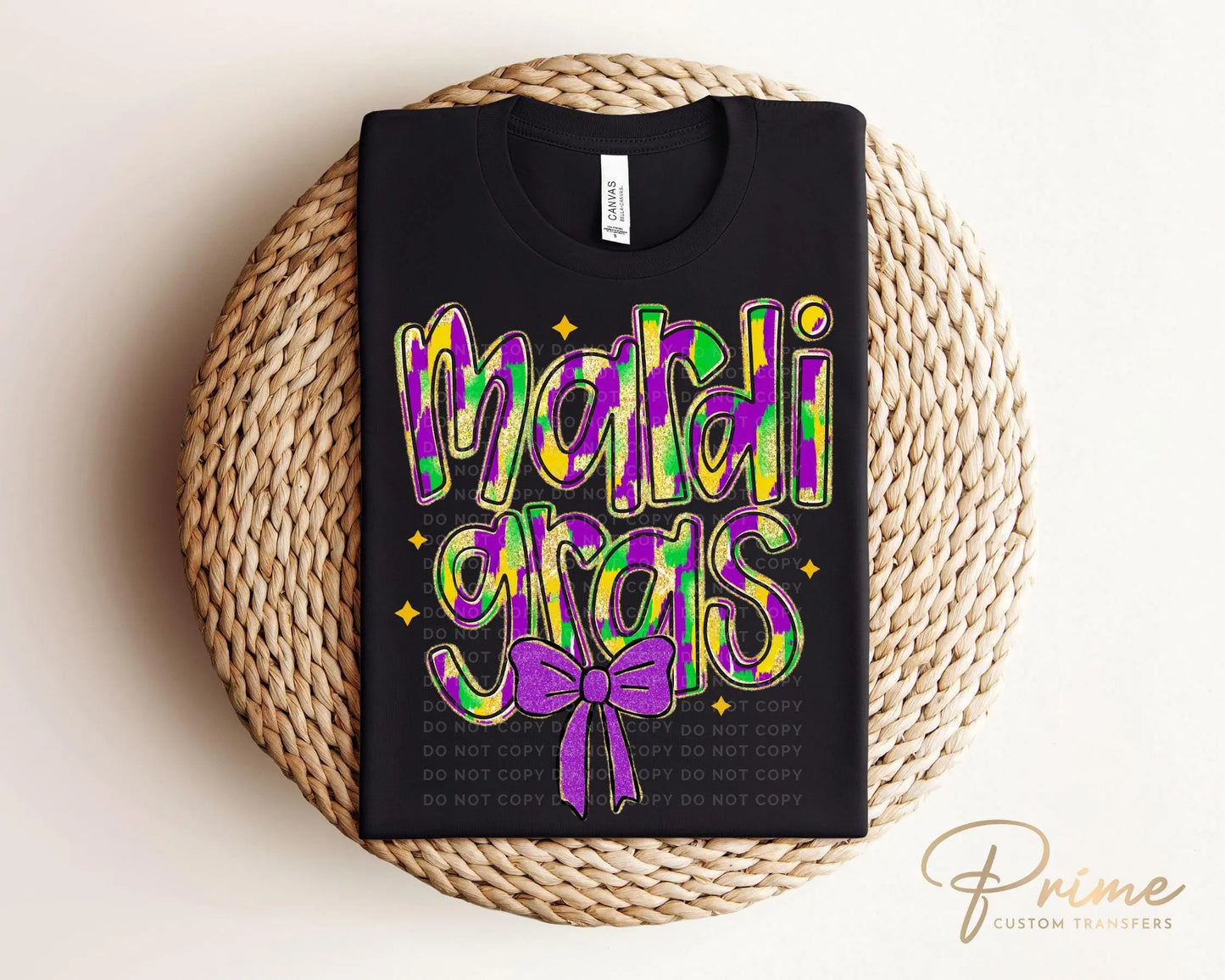 Mardi Gras DTF Transfer, Ready to Press, T-shirt Transfer, Heat Transfer, Direct to Film, Louisiana New Orleans, FAUX Glitter Mardi Gras