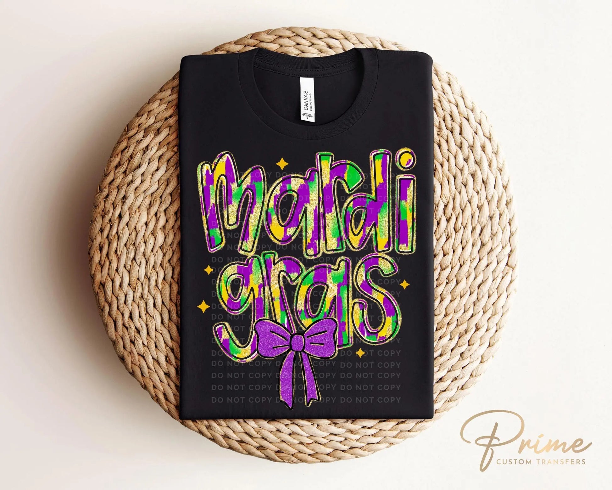 Mardi Gras DTF Transfer, Ready to Press, T-shirt Transfer, Heat Transfer, Direct to Film, Louisiana New Orleans, FAUX Glitter Mardi Gras
