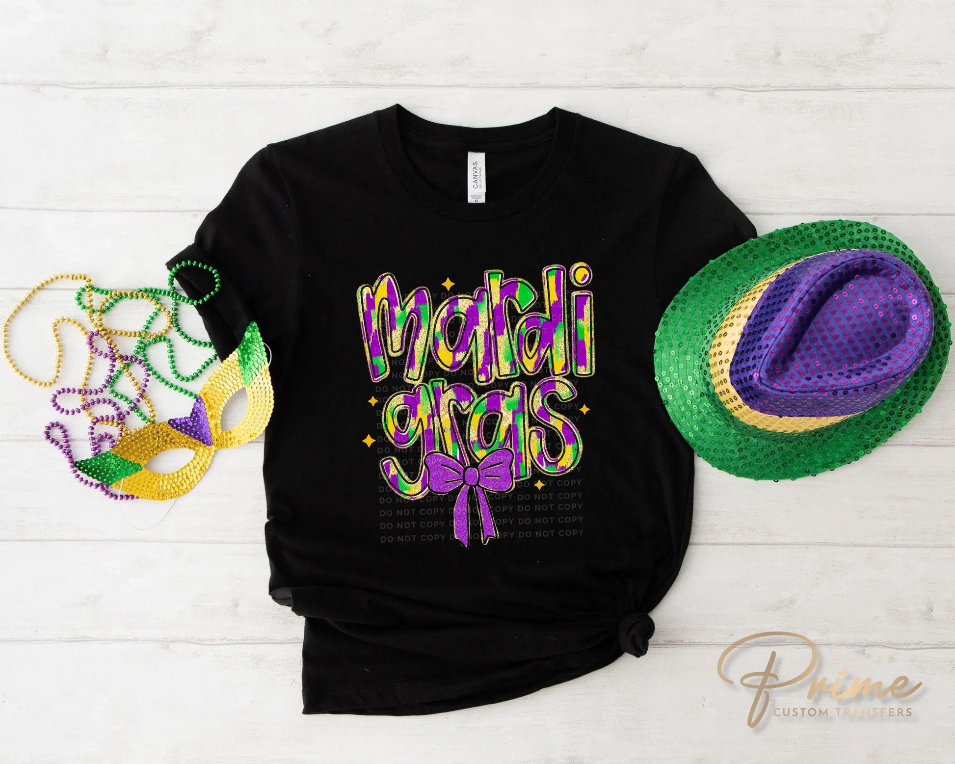 Mardi Gras DTF Transfer, Ready to Press, T-shirt Transfer, Heat Transfer, Direct to Film, Louisiana New Orleans, FAUX Glitter Mardi Gras