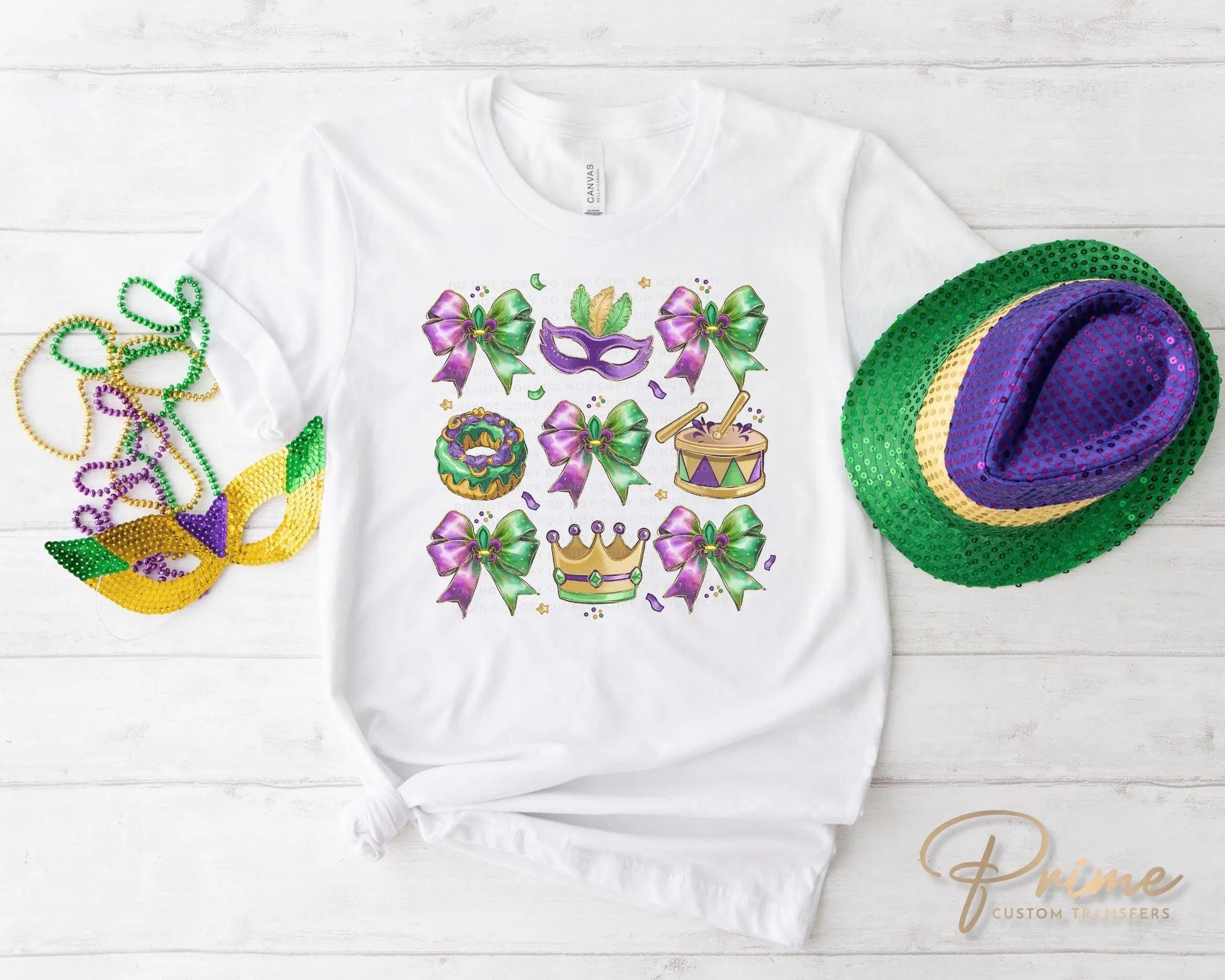 Mardi Gras DTF Transfer, Ready to Press, T-shirt Transfer, Heat Transfer, Direct to Film, Louisiana New Orleans, Coquette Bow FAUX Glitter