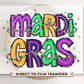 Mardi Gras DTF Transfer, Ready to Press, T-shirt Transfer, Heat Transfer, Direct to Film, Louisiana New Orleans, Coquette Bow FAUX Glitter
