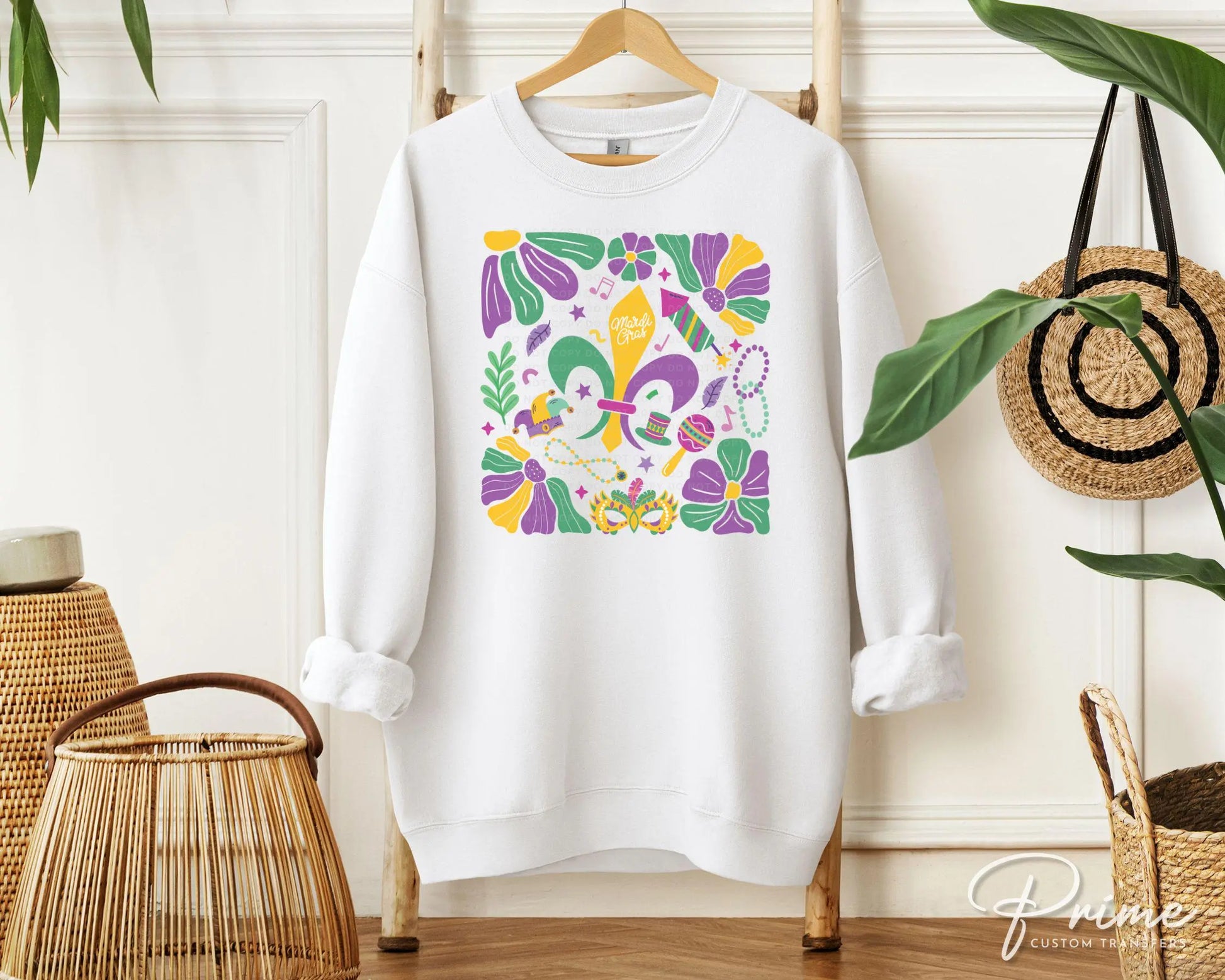 Mardi Gras DTF Transfer, Ready to Press, T-shirt Transfer, Heat Transfer, Direct to Film, Louisiana New Orleans, Boho, Fleur De Lis