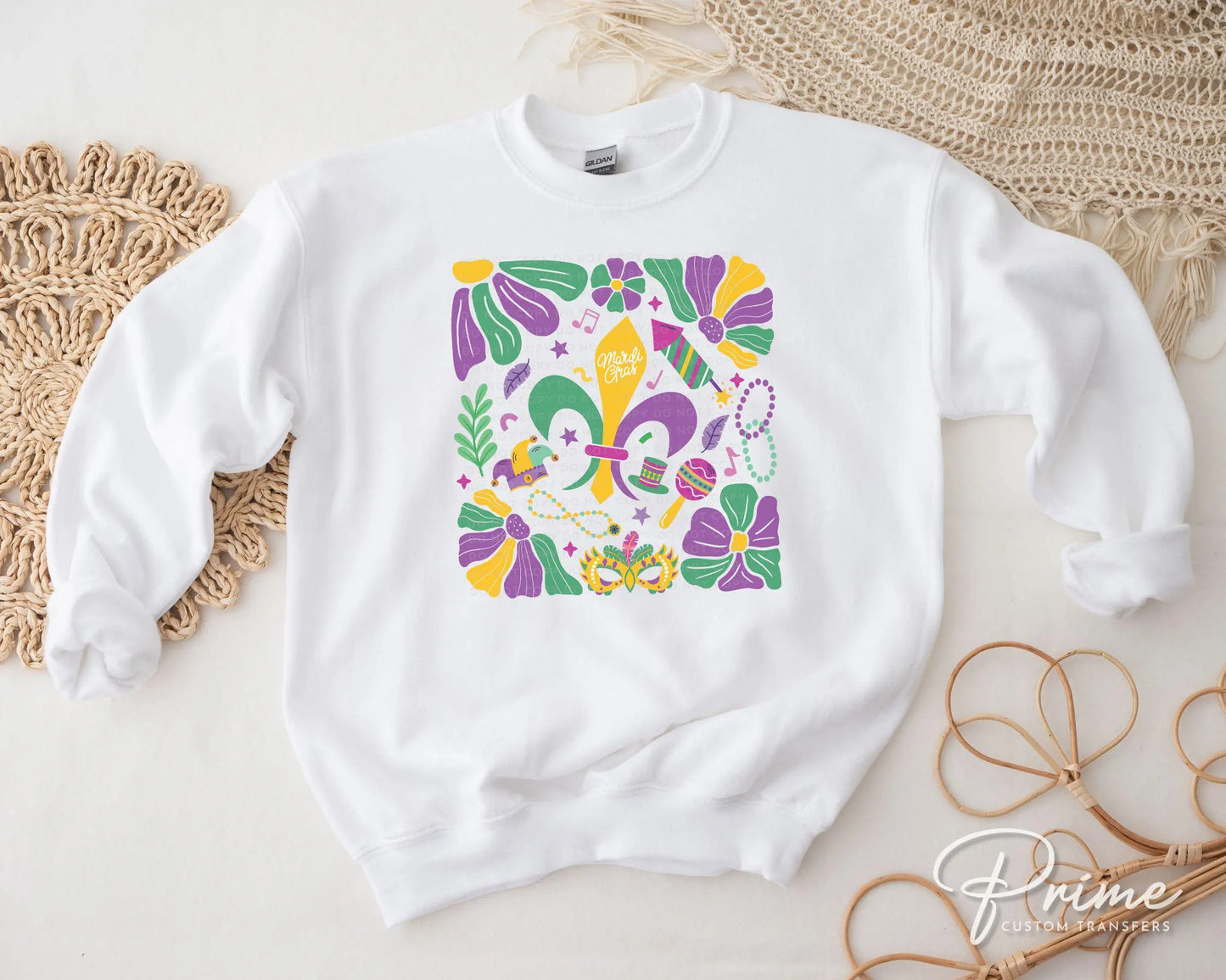 Mardi Gras DTF Transfer, Ready to Press, T-shirt Transfer, Heat Transfer, Direct to Film, Louisiana New Orleans, Boho, Fleur De Lis