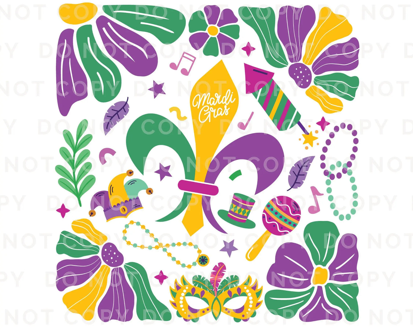 Mardi Gras DTF Transfer, Ready to Press, T-shirt Transfer, Heat Transfer, Direct to Film, Louisiana New Orleans, Boho, Fleur De Lis