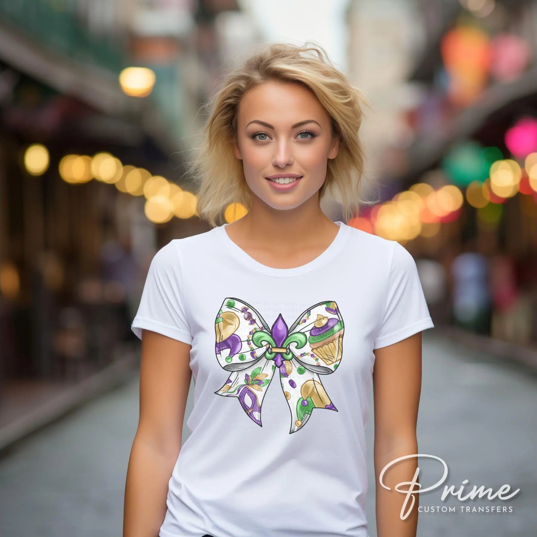 Mardi Gras DTF Transfer, Ready to Press, T-shirt Transfer, Heat Transfer, Direct to Film, Louisiana New Orleans, Coquette Bow, Fleur De Lis