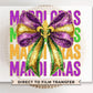 Mardi Gras DTF Transfer, Ready to Press, T-shirt Transfer, Heat Transfer, Direct to Film, Louisiana New Orleans, Coquette Fleur De Lis Bow