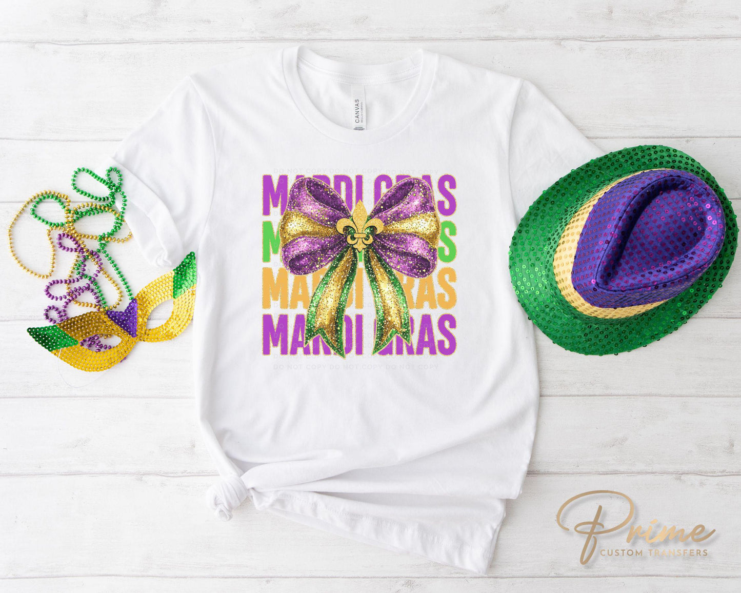Mardi Gras DTF Transfer, Ready to Press, T-shirt Transfer, Heat Transfer, Direct to Film, Louisiana New Orleans, Coquette Fleur De Lis Bow