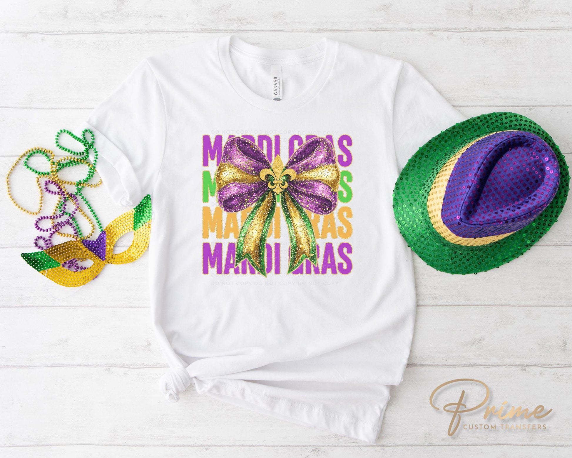 Mardi Gras DTF Transfer, Ready to Press, T-shirt Transfer, Heat Transfer, Direct to Film, Louisiana New Orleans, Coquette Fleur De Lis Bow