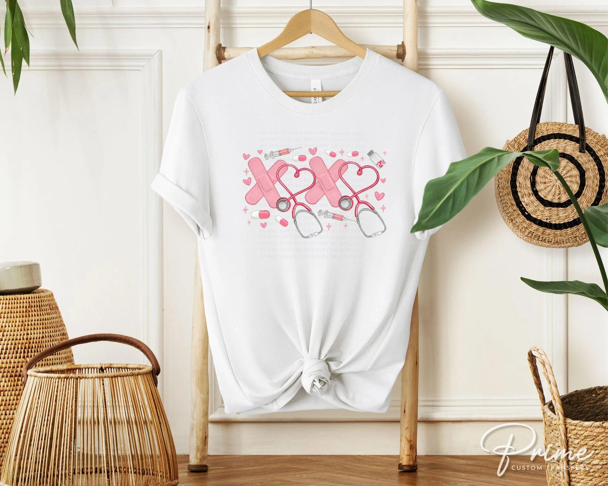 Valentine's Day DTF Transfer, Ready to Press, T-shirt Transfer, Heat Transfer, Direct to Film, CNA, Nurse, Coquette, Xoxo Stethoscope Hearts