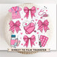 Valentine's Day DTF Transfer, Ready to Press, T-shirt Transfer, Heat Transfer, Direct to Film, Pink, CNA, Nurse Gift, Hearts, Coquette Bows