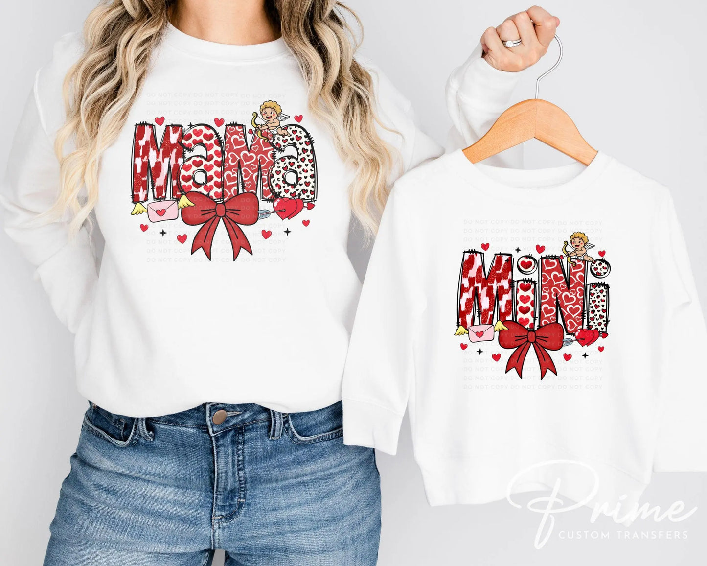 Valentine's Day DTF Transfer, Ready to Press, T-shirt Transfer, Heat Transfer, Direct to Film, Coquette Bow, Mommy and Me, Matching, Mini