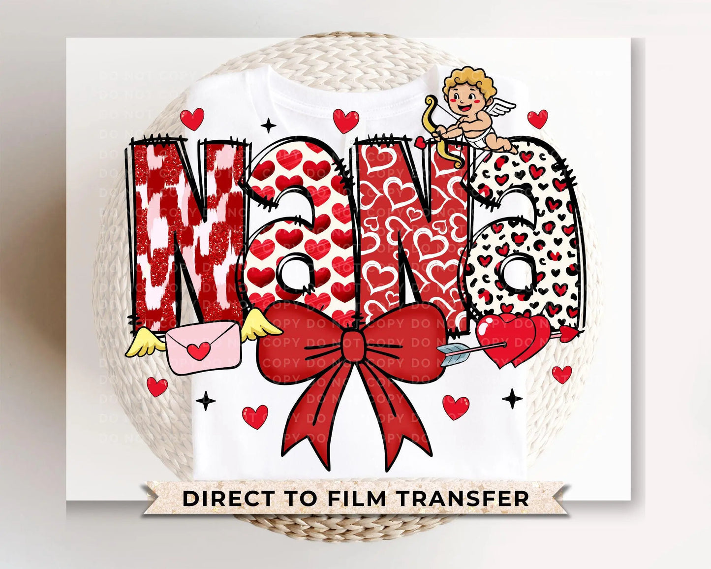 Valentine's Day DTF Transfer, Ready to Press, T-shirt Transfer, Heat Transfer, Direct to Film, Love, Grandparent, Grandma, Coquette Bow Nana